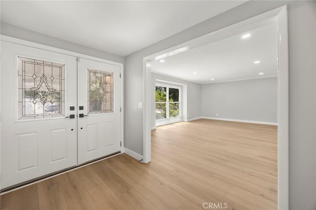 1141 N Palm St, La Habra, CA 90631 - foyer with light wood-type flooring, french doors, and recessed lighting