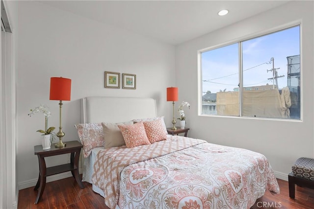 16778 Bayview Dr Unit B, Huntington Beach, CA 92649 - bedroom with dark wood finished floors and recessed lighting
