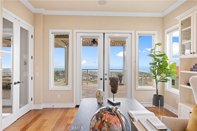2 Cresta Del Sol, San Clemente, CA 92673 - office with french doors, light wood-style floors, and ornamental molding