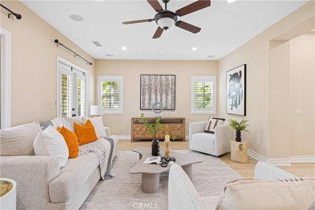 2 Cresta Del Sol, San Clemente, CA 92673 - living room with light wood-type flooring, recessed lighting, and a ceiling fan
