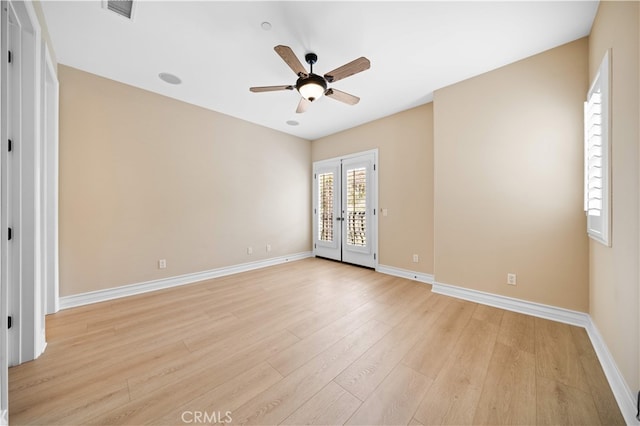2 Cresta Del Sol, San Clemente, CA 92673 - spare room with ceiling fan, light wood-style flooring, and french doors