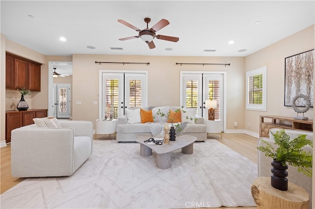 2 Cresta Del Sol, San Clemente, CA 92673 - living area with a ceiling fan, light wood-type flooring, french doors, and recessed lighting
