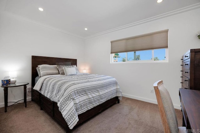 3985 Shenandoah Dr, Oceanside, CA 92056 - bedroom featuring carpet, ornamental molding, and recessed lighting