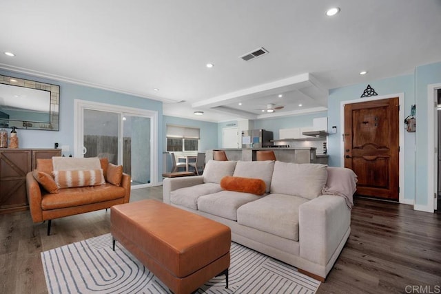 3985 Shenandoah Dr, Oceanside, CA 92056 - living area featuring wood finished floors and recessed lighting