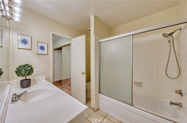 315 Spencer Ave, Upland, CA 91786 - bathroom with vanity, enclosed tub / shower combo, and tile patterned flooring