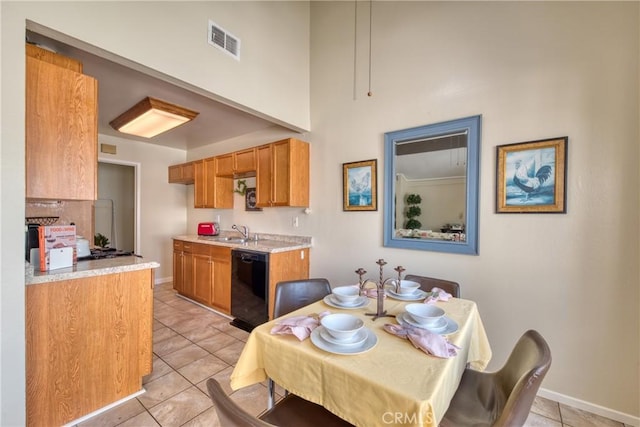 315 Spencer Ave, Upland, CA 91786 - dining room with light tile patterned flooring and a high ceiling