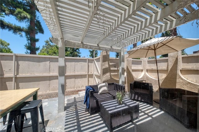 315 Spencer Ave, Upland, CA 91786 - fenced backyard with a patio, a pergola, an outdoor living space, and outdoor dining space