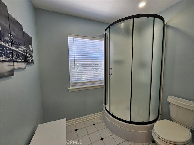 41710 Crispi Ln, Lancaster, CA 93536 - bathroom with a stall shower, tile patterned flooring, and recessed lighting