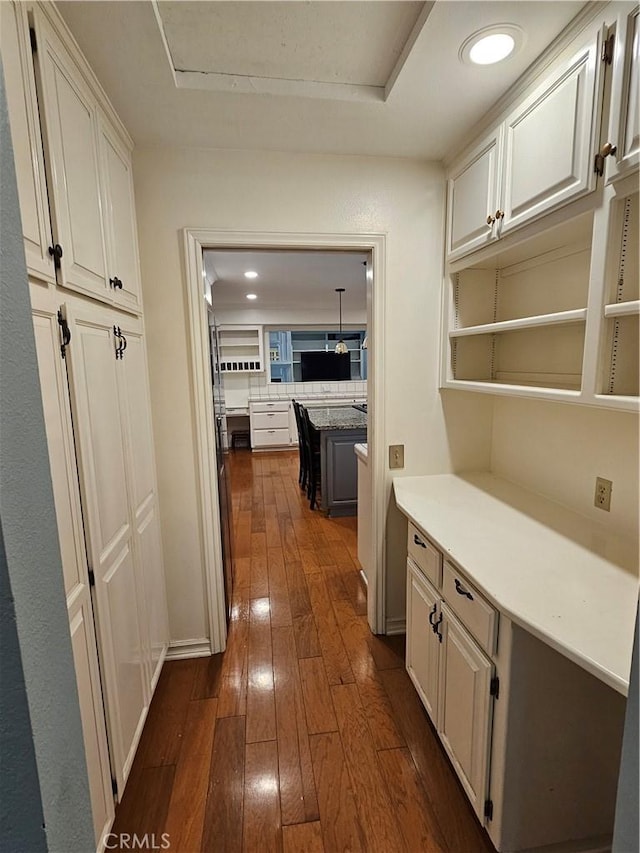 41710 Crispi Ln, Lancaster, CA 93536 - hallway with dark wood-style flooring and recessed lighting
