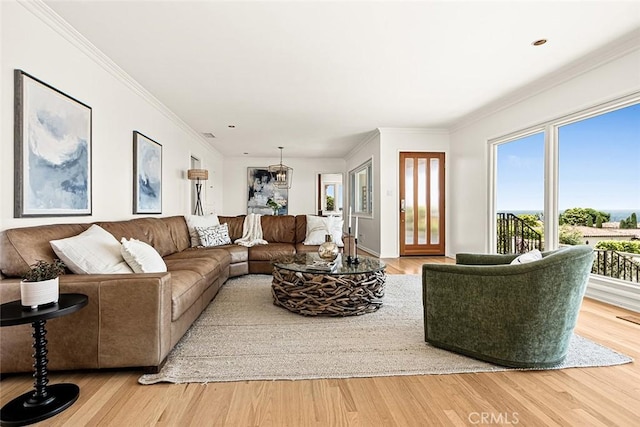 556 Via Media, Palos Verdes Estates, CA 90274 - living area featuring wood finished floors and crown molding