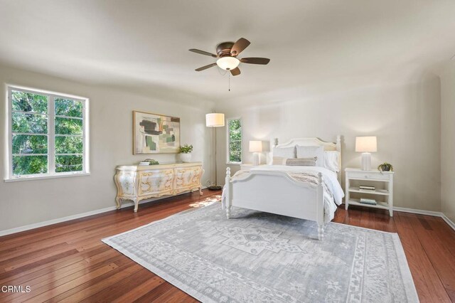 980 El Campo Dr, Pasadena, CA 91107 - bedroom with multiple windows, wood finished floors, and ceiling fan