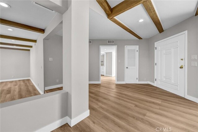 247 El Cielo Ln, Bradbury, CA 91008 - entrance foyer featuring beamed ceiling, recessed lighting, and wood finished floors