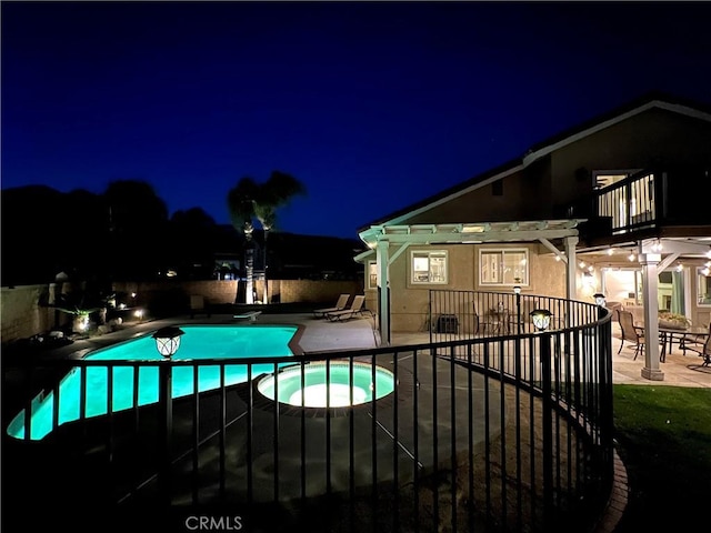 11171 Baylor St, Rancho Cucamonga, CA 91701 - pool at night featuring a patio