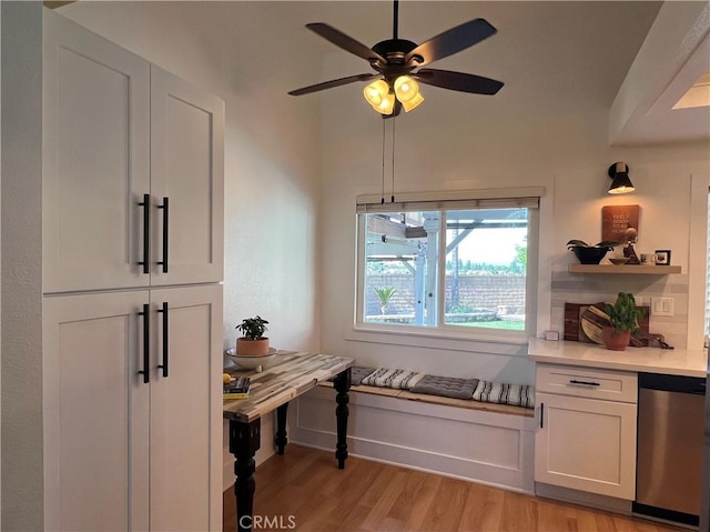 11171 Baylor St, Rancho Cucamonga, CA 91701 - dining room with light wood-style floors and ceiling fan