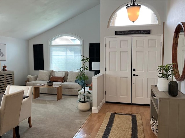 11171 Baylor St, Rancho Cucamonga, CA 91701 - foyer entrance with plenty of natural light, light wood finished floors, and high vaulted ceiling
