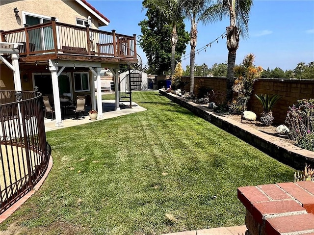 11171 Baylor St, Rancho Cucamonga, CA 91701 - fenced backyard with a deck, a patio area, and stairs