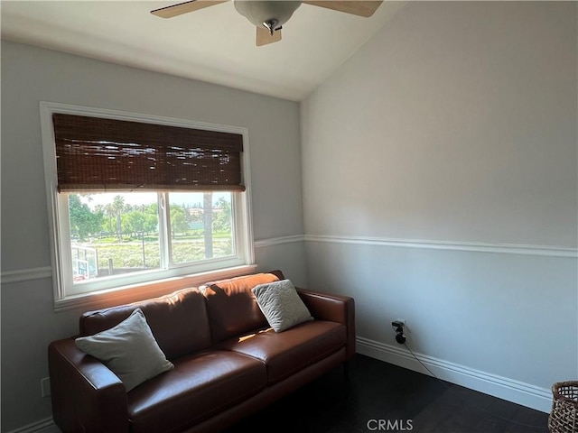 11171 Baylor St, Rancho Cucamonga, CA 91701 - living area featuring a ceiling fan and lofted ceiling