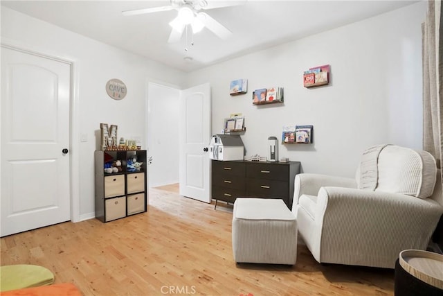 8338 Edgewood St, Chino, CA 91708 - living area featuring light wood-type flooring and a ceiling fan