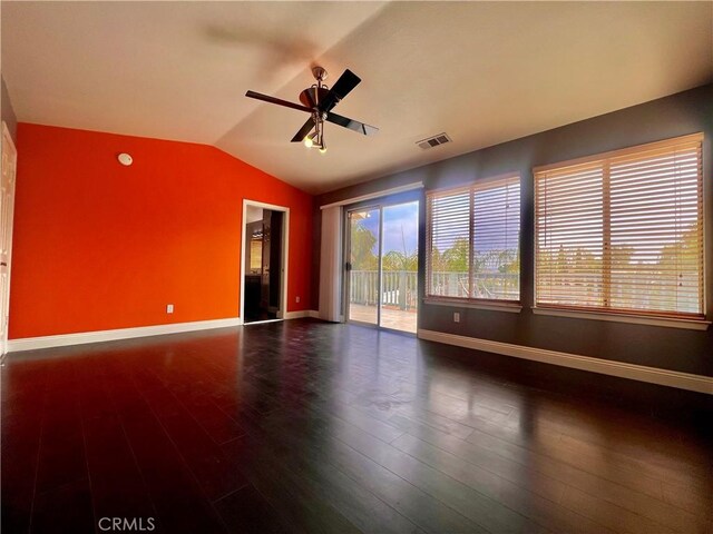 18725 Dallas Ave, Riverside, CA 92508 - spare room featuring lofted ceiling, ceiling fan, and wood finished floors