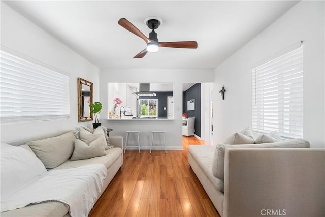 2109 Cathryn Dr, Rosemead, CA 91770 - living room with light wood-style flooring and a ceiling fan