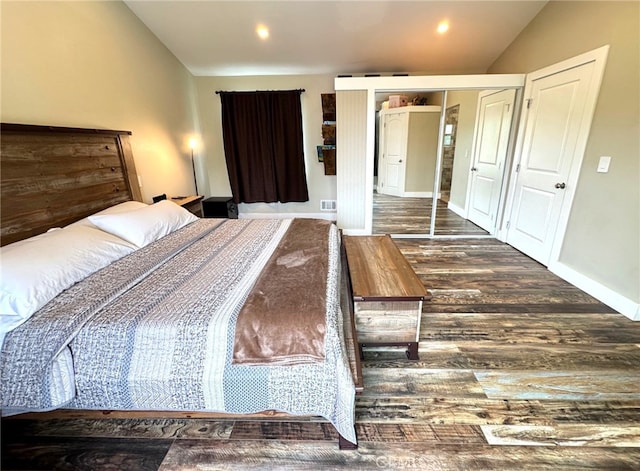 2404 W Oak Ave, Fullerton, CA 92833 - bedroom featuring wood finished floors, lofted ceiling, and recessed lighting