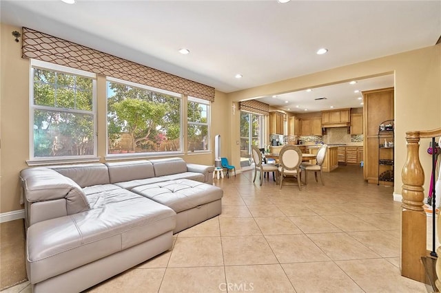 524 S Petunia St, La Habra, CA 90631 - living room with recessed lighting and light tile patterned floors