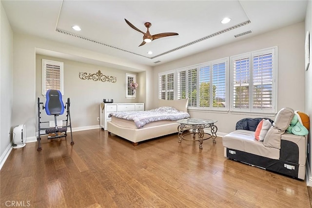 524 S Petunia St, La Habra, CA 90631 - bedroom with wood finished floors, recessed lighting, and a ceiling fan