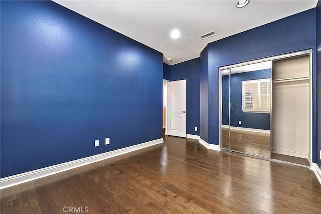 524 S Petunia St, La Habra, CA 90631 - unfurnished bedroom with wood finished floors, a closet, and recessed lighting