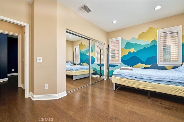 524 S Petunia St, La Habra, CA 90631 - bedroom with wood finished floors, a closet, recessed lighting, and multiple windows