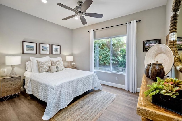 1709 Blackbird Cir, Carlsbad, CA 92011 - bedroom featuring wood finished floors, recessed lighting, and a ceiling fan