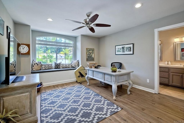 1709 Blackbird Cir, Carlsbad, CA 92011 - office space featuring ceiling fan, light wood-type flooring, and recessed lighting