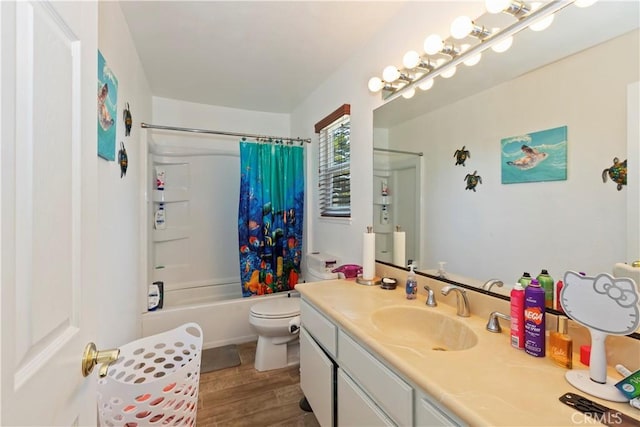 8247 Jennet St, Rancho Cucamonga, CA 91701 - full bath with vanity, wood finished floors, and shower / bath combo
