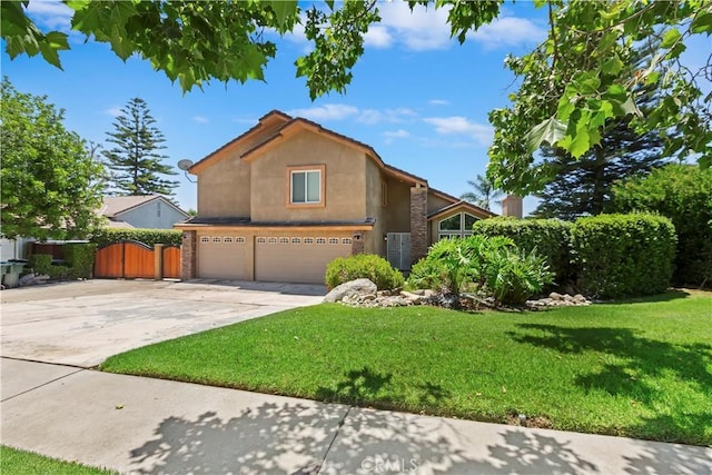 8247 Jennet St, Rancho Cucamonga, CA 91701 - view of front of house featuring an attached garage, stucco siding, driveway, and a gate