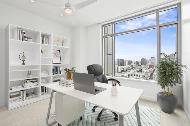 165 6th Ave Unit 2504, San Diego, CA 92101 - carpeted office featuring a ceiling fan and recessed lighting