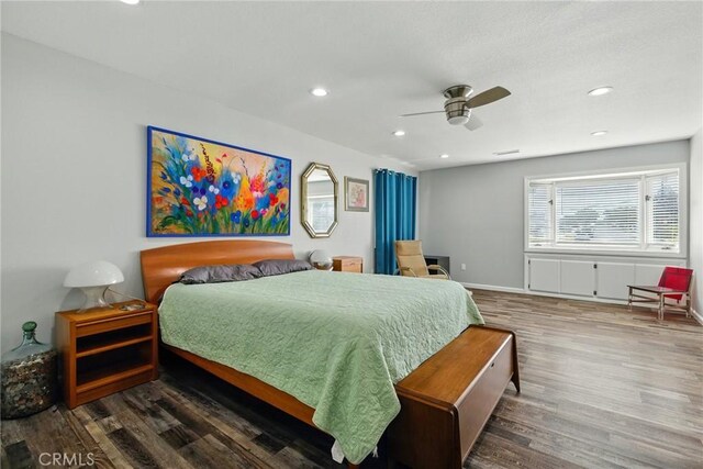 3101 Maple Ave, Fullerton, CA 92835 - bedroom featuring wood finished floors, recessed lighting, and a ceiling fan