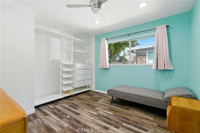 3101 Maple Ave, Fullerton, CA 92835 - sitting room featuring wood finished floors, ceiling fan, and recessed lighting
