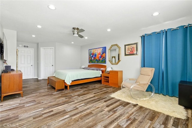 3101 Maple Ave, Fullerton, CA 92835 - bedroom with wood finished floors, recessed lighting, and ceiling fan
