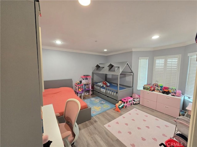 612 N Columbus Ave Unit 101, Glendale, CA 91203 - bedroom featuring wood finished floors, recessed lighting, and ornamental molding