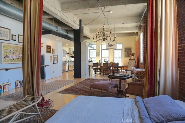 207 Broadway E Unit 302, Long Beach, CA 90802 - lobby with brick wall and beamed ceiling