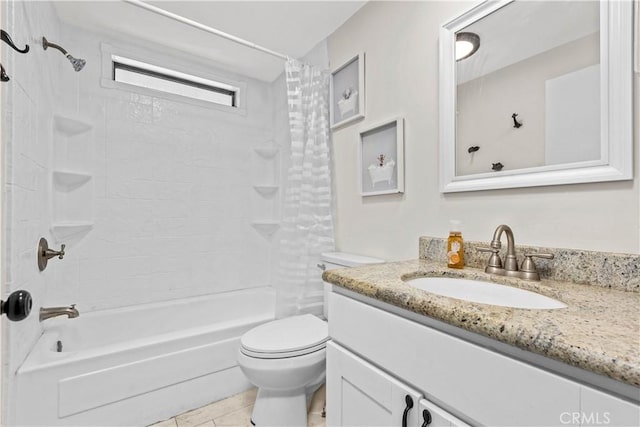 5655 Clearwater Dr, Yorba Linda, CA 92887 - bathroom featuring shower / tub combo, vanity, and tile patterned floors