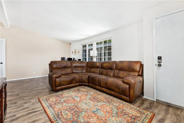 5655 Clearwater Dr, Yorba Linda, CA 92887 - living room with wood finished floors and beamed ceiling