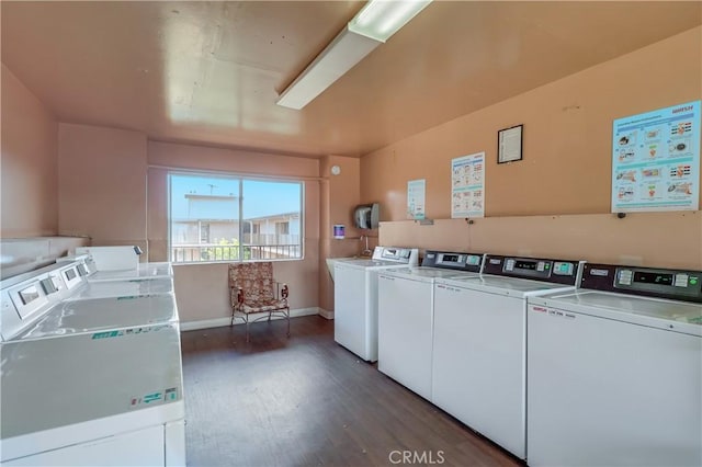 2501 W Redondo Beach Blvd Unit 306, Gardena, CA 90249 - communal laundry room with dark wood finished floors and washer and clothes dryer