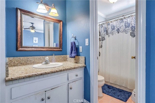 2501 W Redondo Beach Blvd Unit 306, Gardena, CA 90249 - full bath featuring vanity, crown molding, a shower with curtain, and tile patterned flooring