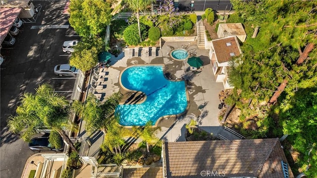 22709 Lakeway Dr Unit 493, Diamond Bar, CA 91765 - aerial view of a pool area