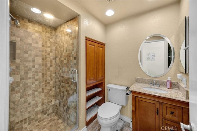 22709 Lakeway Dr Unit 493, Diamond Bar, CA 91765 - full bathroom featuring vanity, a shower stall, and recessed lighting