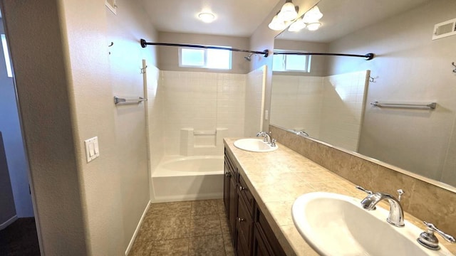 4148 Karst Rd, Carlsbad, CA 92010 - full bathroom with shower / washtub combination, double vanity, and tile patterned floors