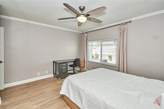 40 Eagle Pt, Irvine, CA 92604 - bedroom with light wood-style floors, crown molding, and ceiling fan