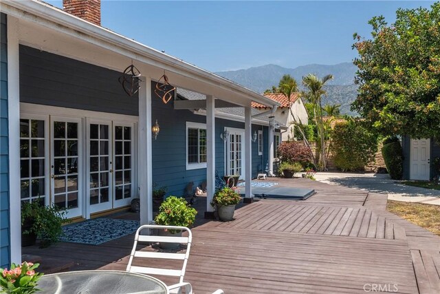 530 Bradbury Rd, Monrovia, CA 91016 - wooden terrace featuring french doors and a mountain view