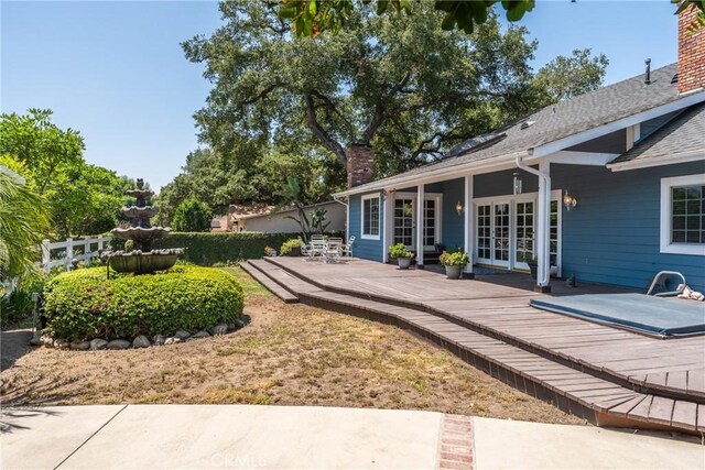 530 Bradbury Rd, Monrovia, CA 91016 - view of yard featuring french doors and a deck