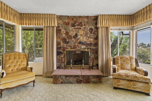 3448 Goldfinch St, San Diego, CA 92103 - sitting room with carpet flooring, a textured ceiling, and plenty of natural light